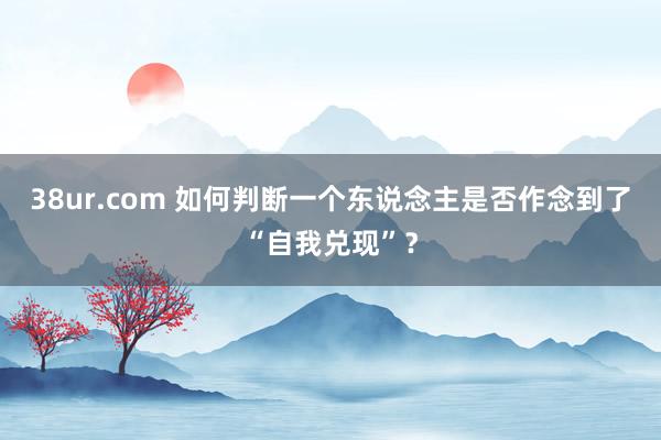 38ur.com 如何判断一个东说念主是否作念到了“自我兑现”？