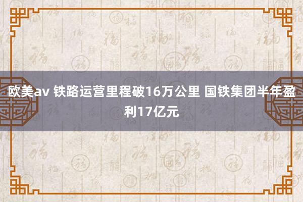 欧美av 铁路运营里程破16万公里 国铁集团半年盈利17亿元