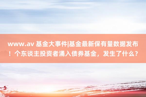 www.av 基金大事件|基金最新保有量数据发布！个东谈主投资者涌入债券基金，发生了什么？