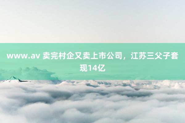 www.av 卖完村企又卖上市公司，江苏三父子套现14亿