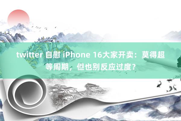 twitter 自慰 iPhone 16大家开卖：莫得超等周期，但也别反应过度？