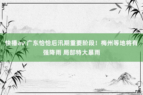 快播av 广东恰恰后汛期重要阶段！梅州等地将有强降雨 局部特大暴雨