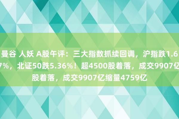 曼谷 人妖 A股午评：三大指数抓续回调，沪指跌1.6%创指跌3.57%，北证50跌5.36%！超4500股着落，成交9907亿缩量4759亿