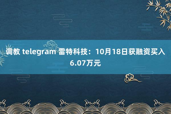 调教 telegram 雷特科技：10月18日获融资买入6.07万元