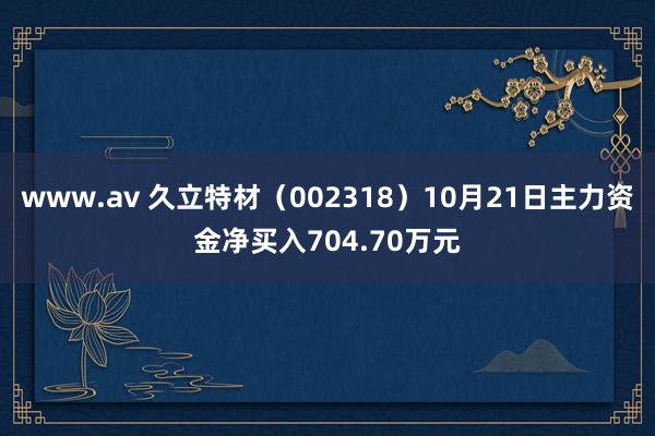 www.av 久立特材（002318）10月21日主力资金净买入704.70万元