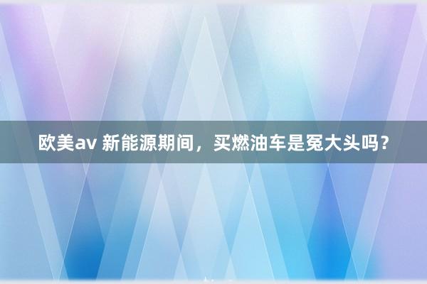 欧美av 新能源期间，买燃油车是冤大头吗？