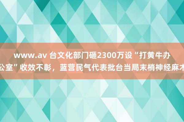 www.av 台文化部门砸2300万设“打黄牛办公室”收效不彰，蓝营民气代表批台当局末梢神经麻木