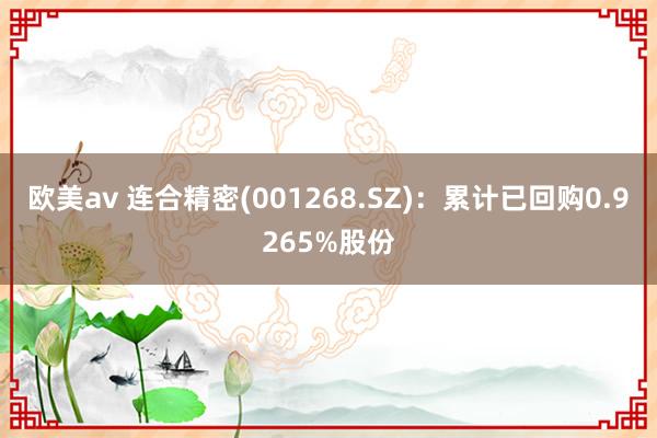 欧美av 连合精密(001268.SZ)：累计已回购0.9265%股份