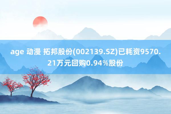 age 动漫 拓邦股份(002139.SZ)已耗资9570.21万元回购0.94%股份