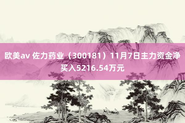 欧美av 佐力药业（300181）11月7日主力资金净买入5216.54万元