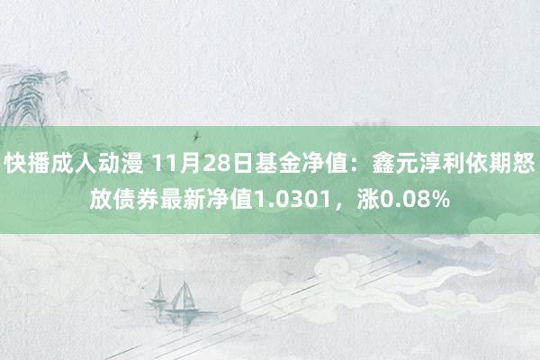 快播成人动漫 11月28日基金净值：鑫元淳利依期怒放债券最新净值1.0301，涨0.08%