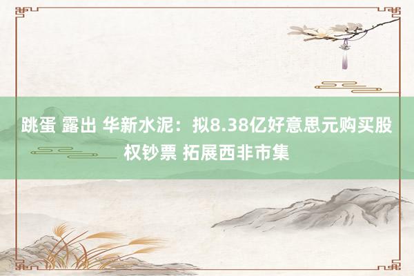 跳蛋 露出 华新水泥：拟8.38亿好意思元购买股权钞票 拓展西非市集