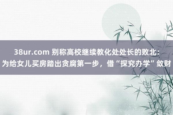 38ur.com 别称高校继续教化处处长的败北：为给女儿买房踏出贪腐第一步，借“探究办学”敛财