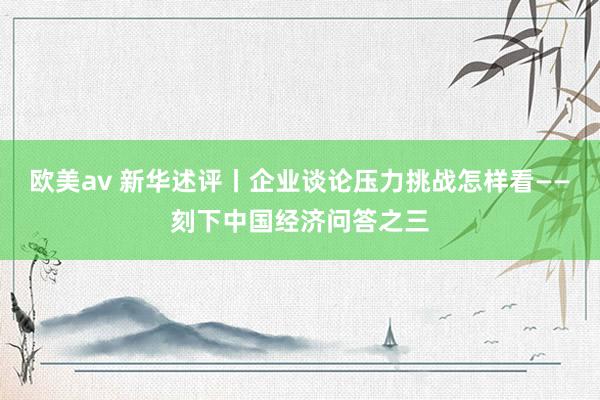 欧美av 新华述评丨企业谈论压力挑战怎样看——刻下中国经济问答之三