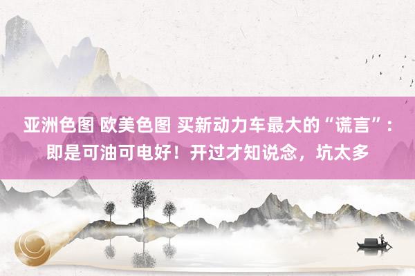 亚洲色图 欧美色图 买新动力车最大的“谎言”：即是可油可电好！开过才知说念，坑太多