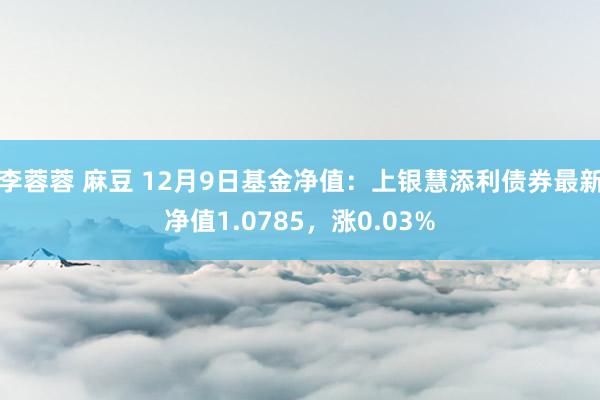 李蓉蓉 麻豆 12月9日基金净值：上银慧添利债券最新净值1.0785，涨0.03%