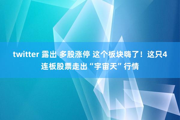 twitter 露出 多股涨停 这个板块嗨了！这只4连板股票走出“宇宙天”行情