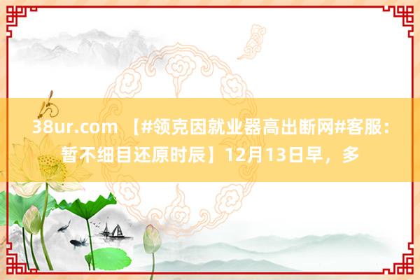 38ur.com 【#领克因就业器高出断网#客服：暂不细目还原时辰】12月13日早，多