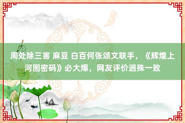 周处除三害 麻豆 白百何张颂文联手，《辉煌上河图密码》必大爆，网友评价迥殊一致