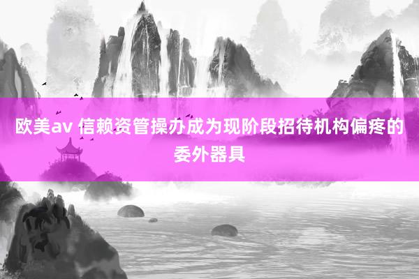 欧美av 信赖资管操办成为现阶段招待机构偏疼的委外器具