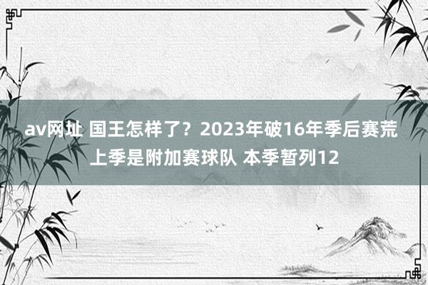 av网址 国王怎样了？2023年破16年季后赛荒 上季是附加赛球队 本季暂列12