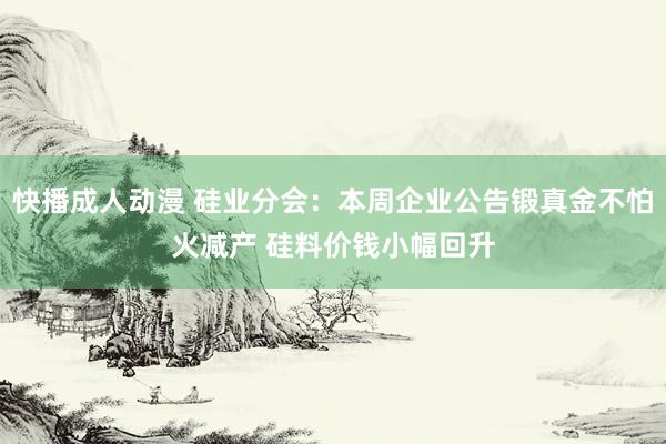 快播成人动漫 硅业分会：本周企业公告锻真金不怕火减产 硅料价钱小幅回升