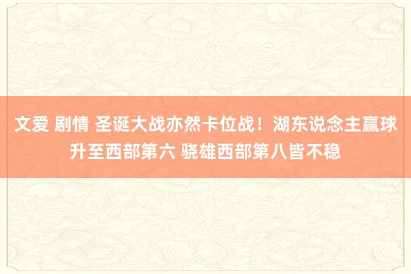 文爱 剧情 圣诞大战亦然卡位战！湖东说念主赢球升至西部第六 骁雄西部第八皆不稳