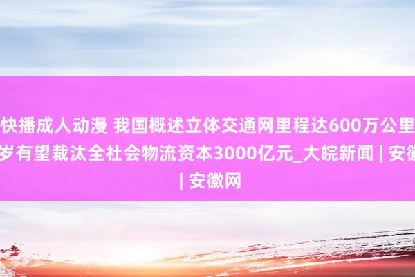 快播成人动漫 我国概述立体交通网里程达600万公里 来岁有望裁汰全社会物流资本3000亿元_大皖新闻 | 安徽网