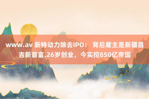 www.av 新特动力除去IPO： 背后雇主是新疆昌吉新首富，26岁创业，今实控850亿帝国