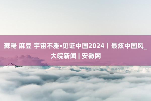 蘇暢 麻豆 宇宙不雅•见证中国2024丨最炫中国风_大皖新闻 | 安徽网