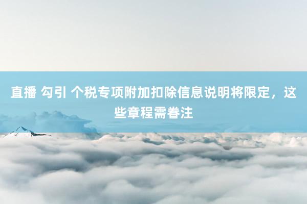 直播 勾引 个税专项附加扣除信息说明将限定，这些章程需眷注