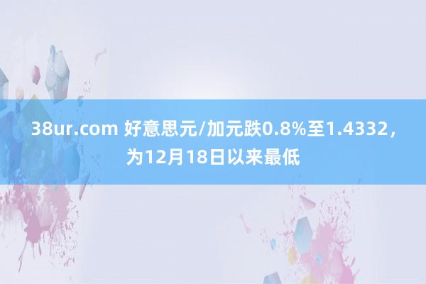 38ur.com 好意思元/加元跌0.8%至1.4332，为12月18日以来最低