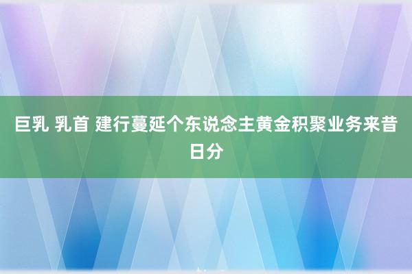 巨乳 乳首 建行蔓延个东说念主黄金积聚业务来昔日分