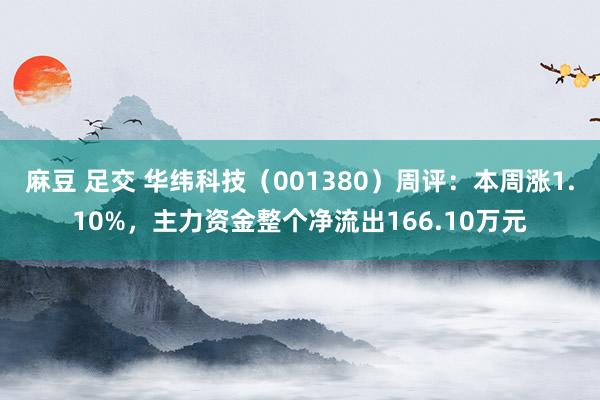 麻豆 足交 华纬科技（001380）周评：本周涨1.10%，主力资金整个净流出166.10万元