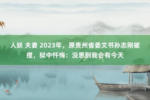 人妖 夫妻 2023年，原贵州省委文书孙志刚被捏，狱中忏悔：没思到我会有今天