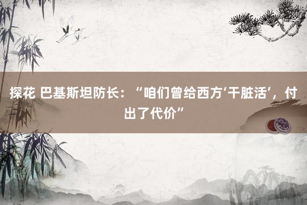 探花 巴基斯坦防长：“咱们曾给西方‘干脏活’，付出了代价”
